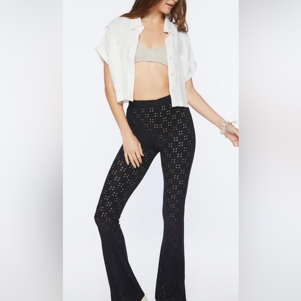 Pointelle flare pants